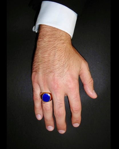 LAPIS & YELLOW GOLD SIGNET RING, 1900s