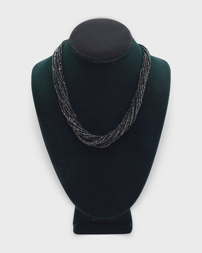ART DÉCO TOPAZ, DIAMOND & ONYX BEAD STRAND CONVERTIBLE PENDANT NECKLACE