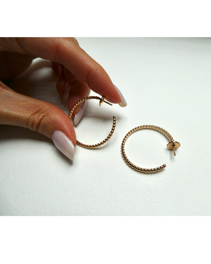 VAN CLEEF & ARPELS 'PERLÉE' YELLOW GOLD HOOP EARRINGS, 21st CENTURY