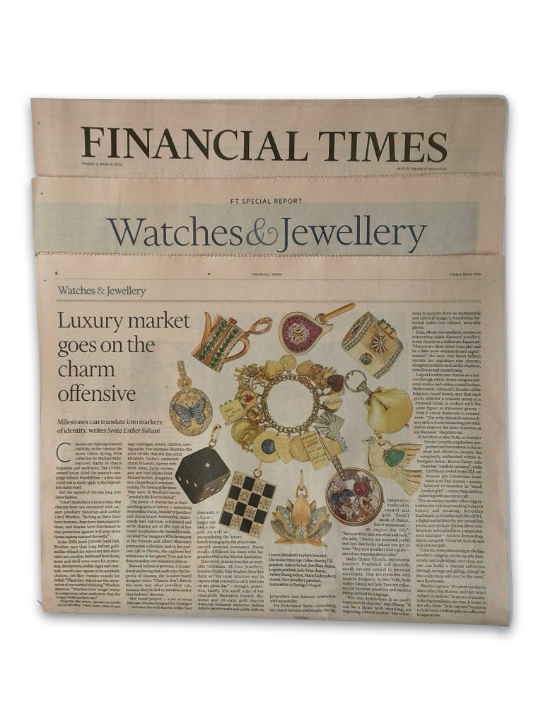 We told the FINANCIAL TIMES 𝗪𝗮𝘁𝗰𝗵𝗲𝘀 & 𝗝𝗲𝘄𝗲𝗹𝗹𝗲𝗿𝘆 𝗦𝗽𝗲𝗰𝗶𝗮𝗹: "Charms [bracelets...] can be equally democratic and invididual: over time, anyone can build a charms collection through savings and gifting."