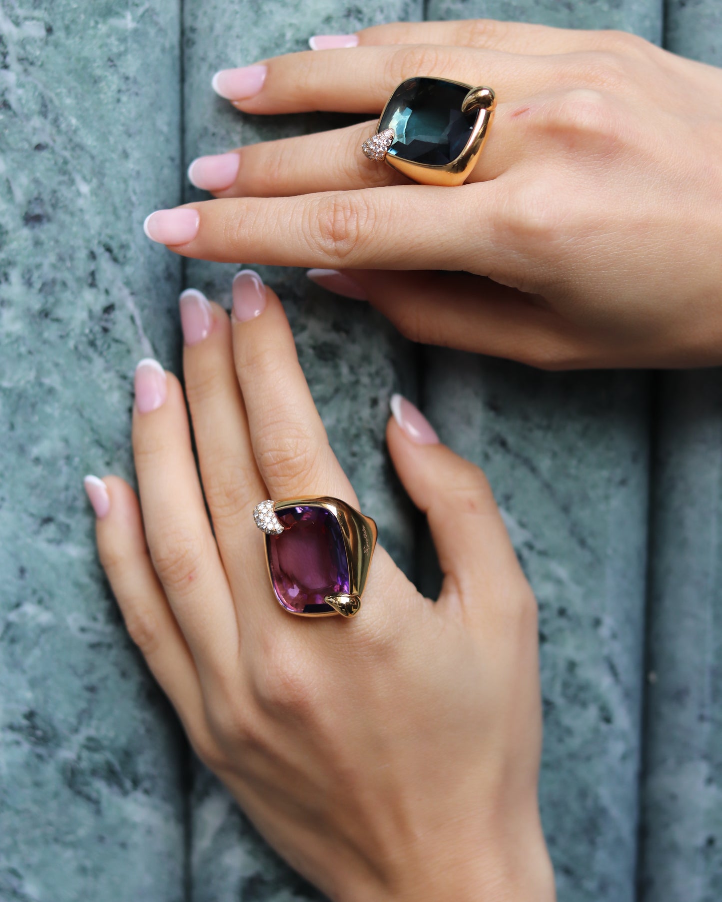 POMELLATO 'RITRATTO' BLUE TOPAZ, DIAMOND & GOLD COCKTAIL RING, 2017