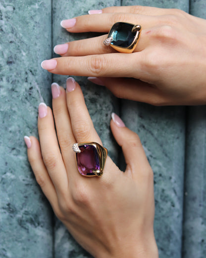 POMELLATO 'RITRATTO' BLUE TOPAZ, DIAMOND & GOLD COCKTAIL RING, 2017