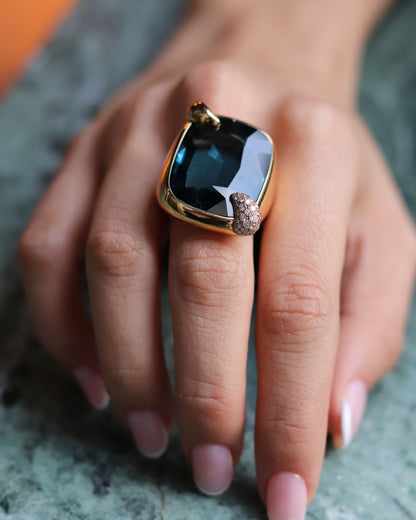 POMELLATO 'RITRATTO' BLUE TOPAZ, DIAMOND & GOLD COCKTAIL RING, 2017