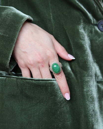 EMERALD, DIAMOND & GOLD COCKTAIL RING, 1950s