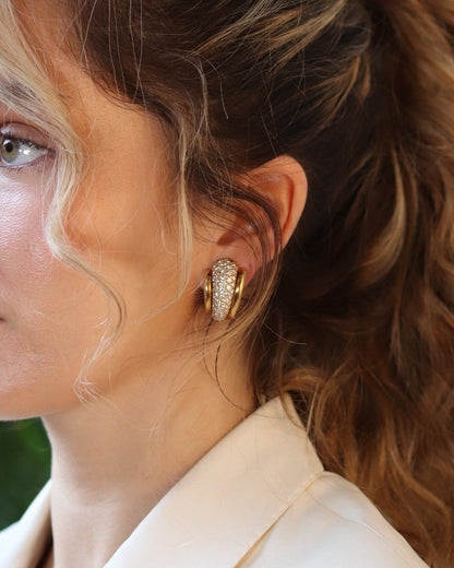 KURT WAYNE DIAMOND & YELLOW GOLD EAR CLIPS, 1980s