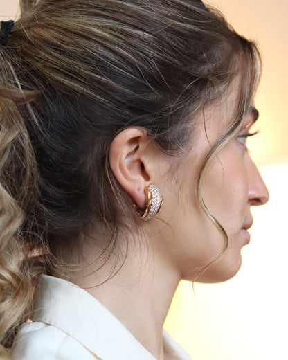 KURT WAYNE DIAMOND & YELLOW GOLD EAR CLIPS, 1980s