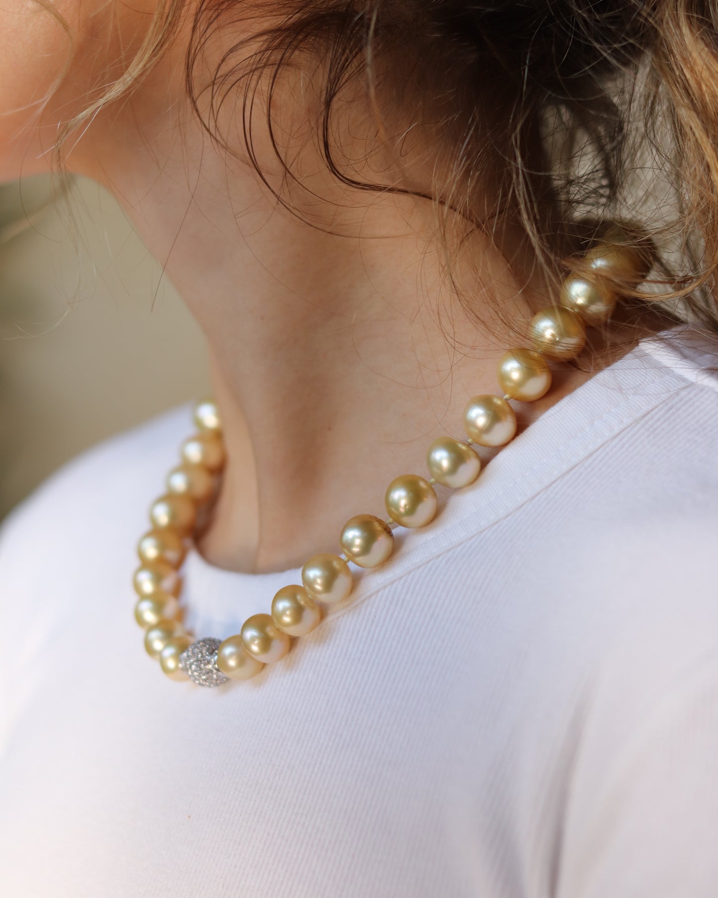 CACCIARI SALVATI NATURAL PEARL & DIAMOND NECKLACE, 2000s