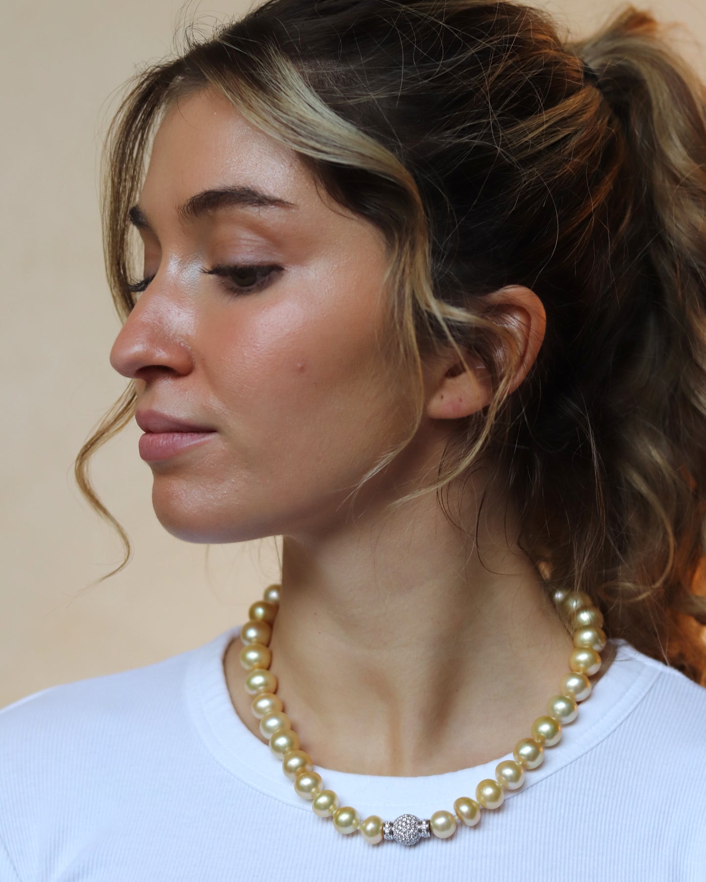CACCIARI SALVATI NATURAL PEARL & DIAMOND NECKLACE, 2000s
