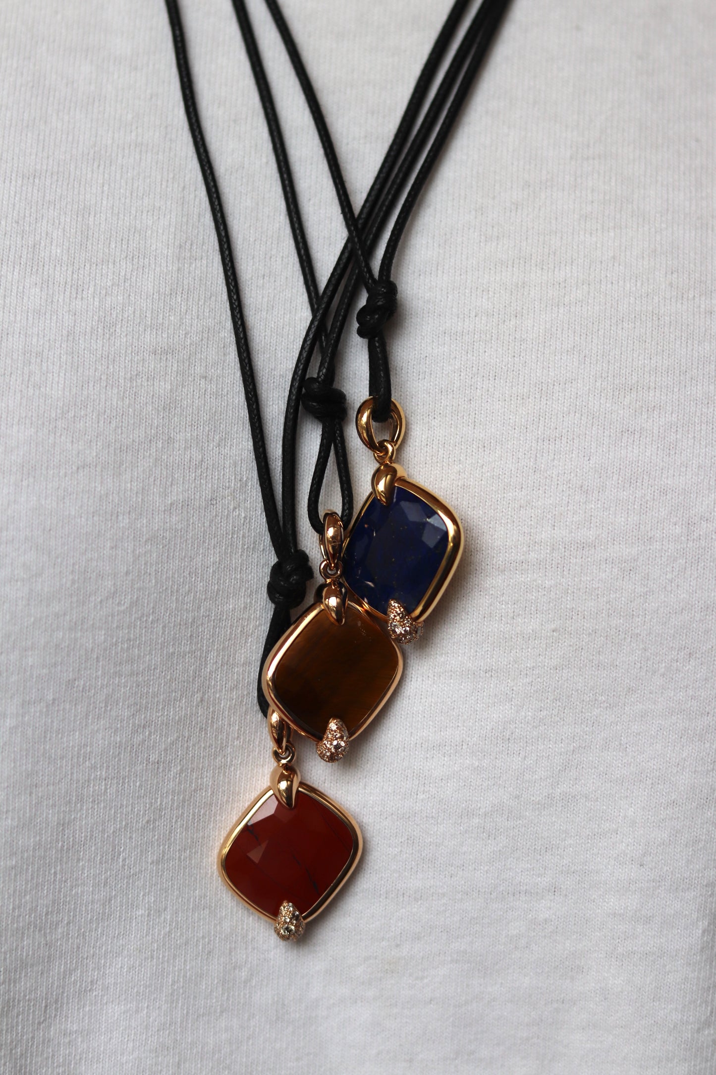 POMELLATO 'RITRATTO' TIGER'S EYE, DIAMOND & ROSE GOLD PENDANT, 2017