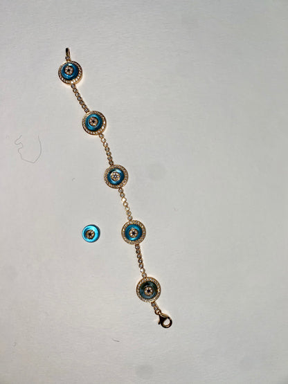 LORRAINE SCHWARTZ 'AGAINST EVIL EYE FIVE EYE' ROSE GOLD, DIAMOND & TOPAZ BRACELET, 21st CENTURY