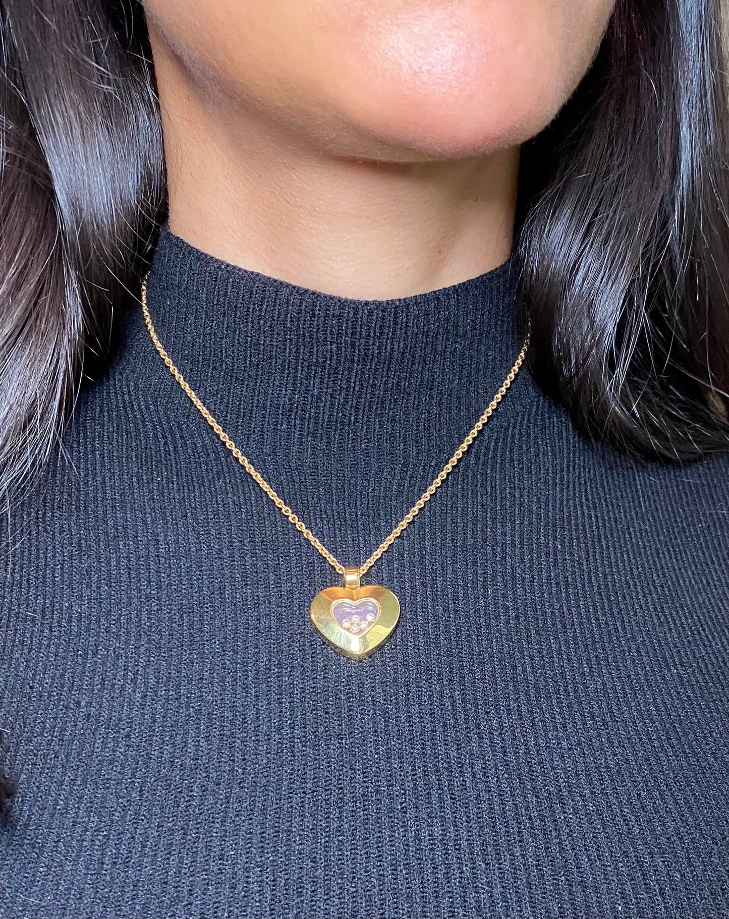 CHOPARD 'FLOATING DIAMONDS' YELLOW GOLD HEART PENDANT NECKLACE, 2010s