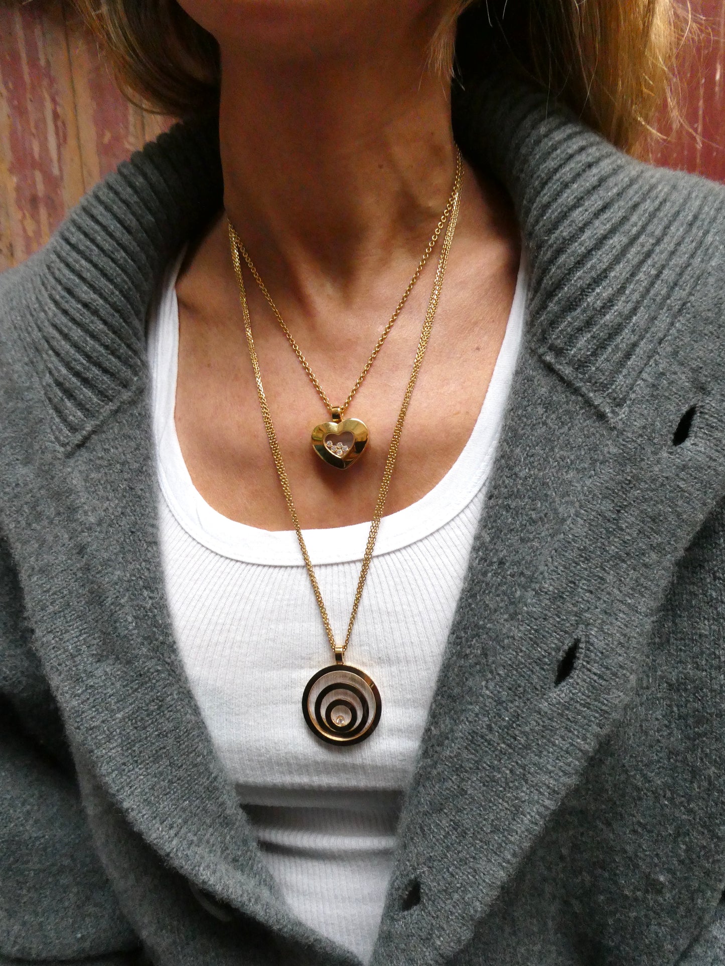 CHOPARD 'HAPPY SPIRIT' YELLOW GOLD & DIAMOND PENDANT NECKLACE, 2010s