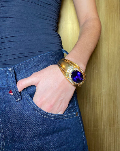 DAVID WEBB TANZANITE, DIAMOND & GOLD CUFF BRACELET, 1980s