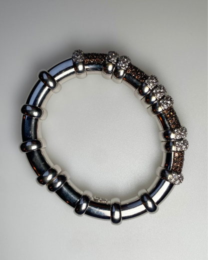 CACCIARI SALVATI CHAMPAGNE & WHITE DIAMONDS ON WHITE GOLD BANGLE, 2000
