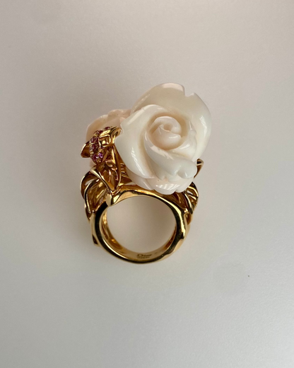 DIOR ROSE PRÉ CATELAN PINK CORAL, SAPPHIRE & DIAMOND RING, 2000s