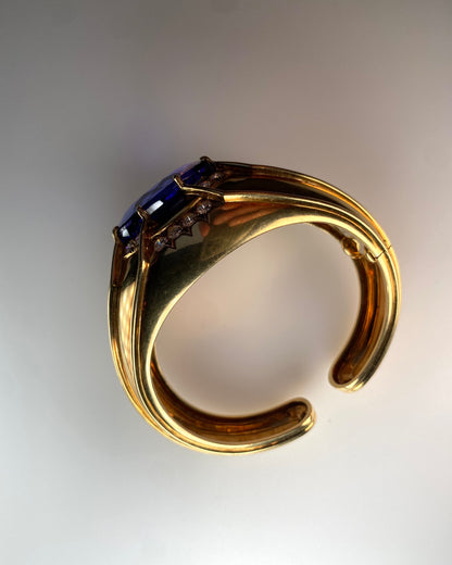 DAVID WEBB TANZANITE, DIAMOND & GOLD CUFF BRACELET, 1980s