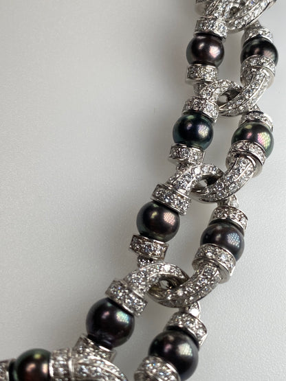 CACCIARI SALVATI TAHITIAN PEARL & DIAMOND CONVERTIBLE BRACELETS & NECKLACE, 1990s
