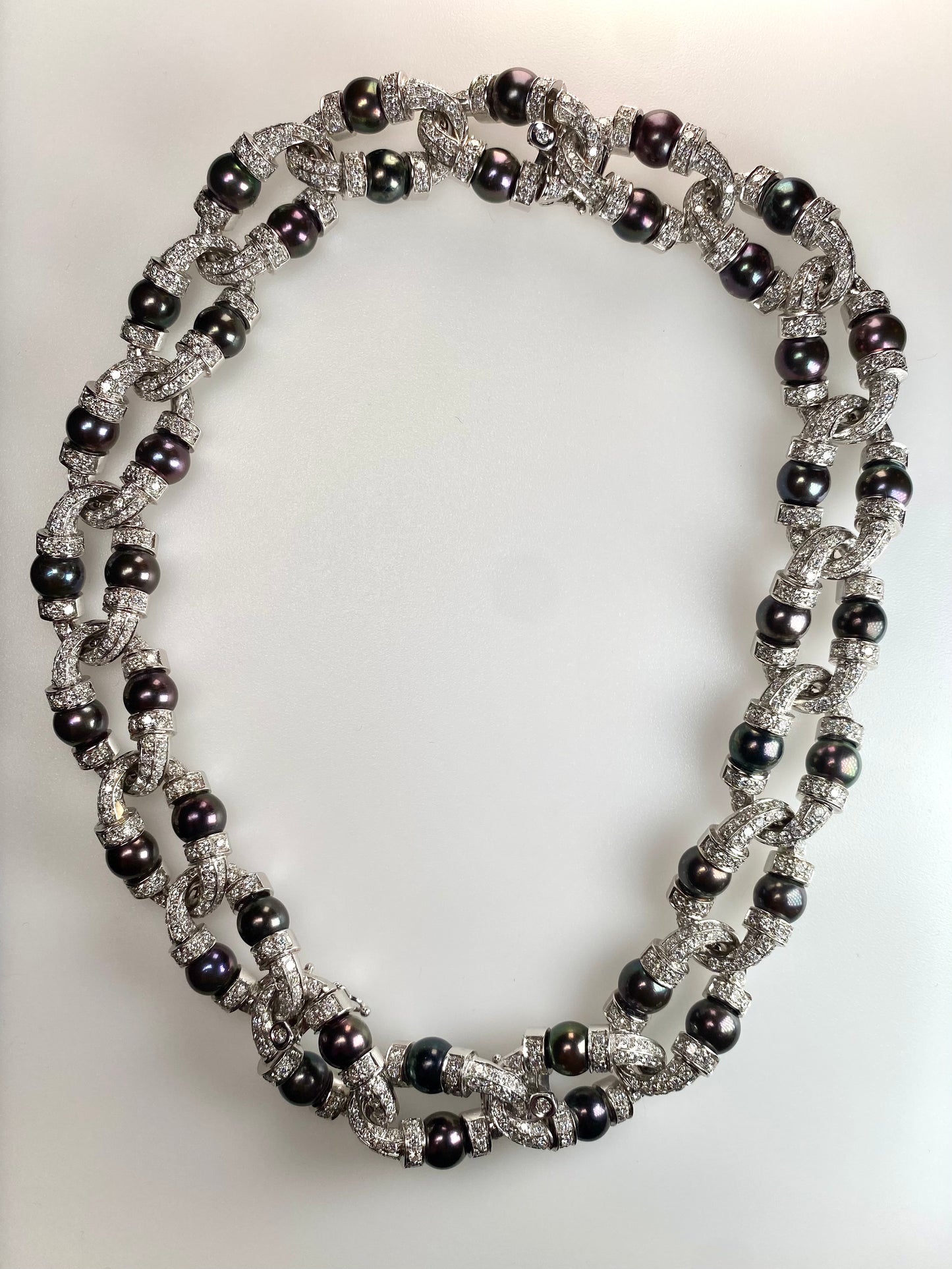 CACCIARI SALVATI TAHITIAN PEARL & DIAMOND CONVERTIBLE BRACELETS & NECKLACE, 1990s