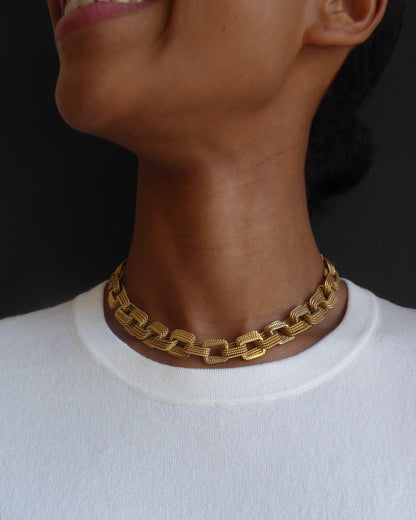 YELLOW GOLD GEOMETRIC LINKS NECKLACE, 1970s