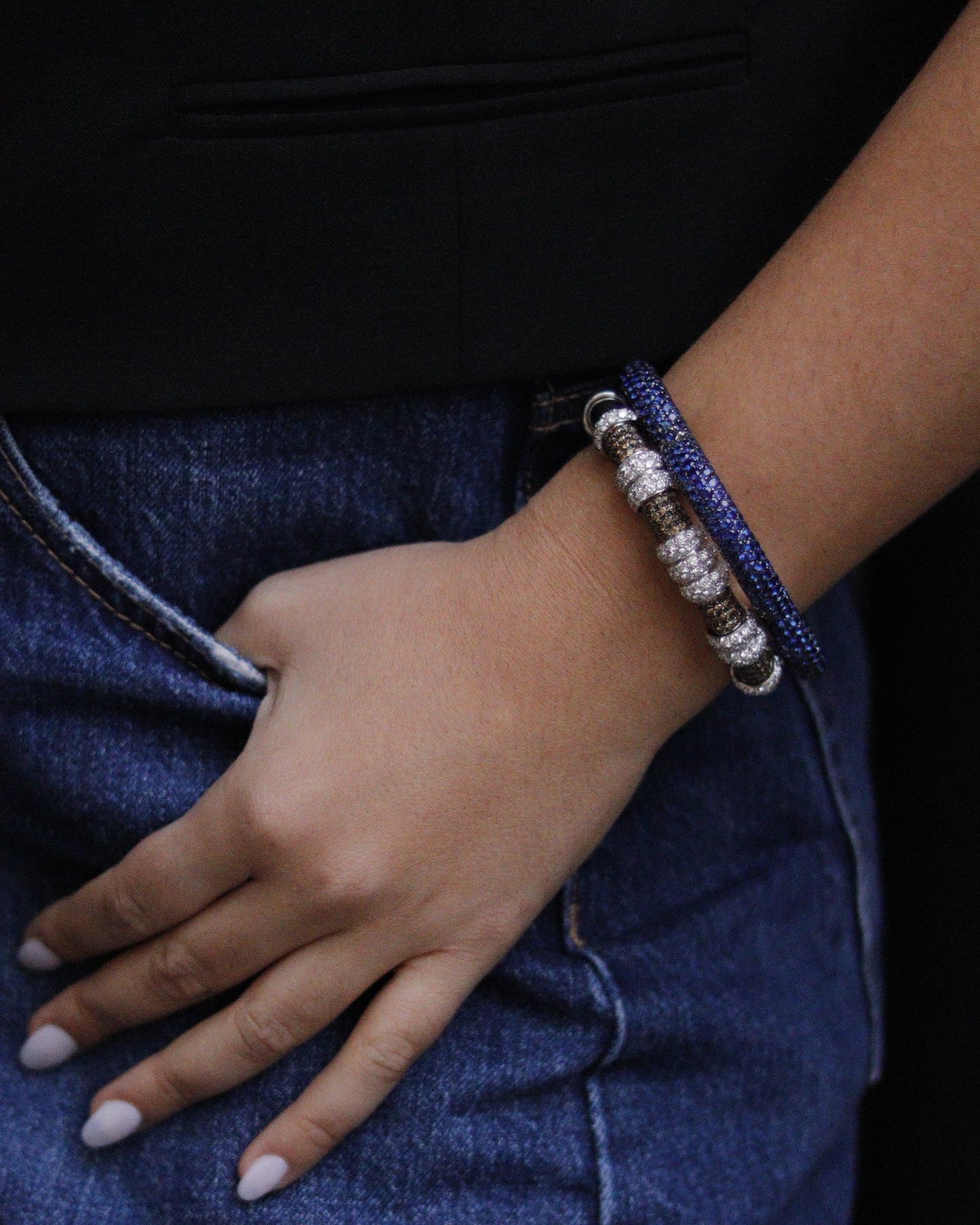 CACCIARI SALVATI SAPPHIRE, DIAMOND & YELLOW GOLD BRACELET, 1990s