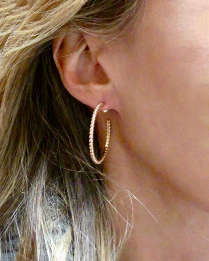 VAN CLEEF & ARPELS 'PERLÉE' YELLOW GOLD HOOP EARRINGS, 21st CENTURY