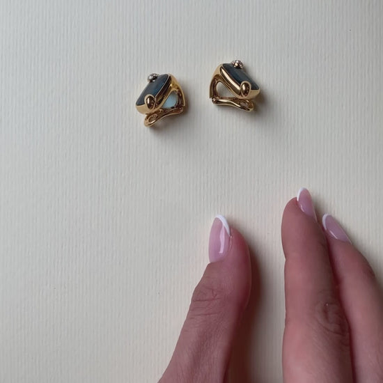 POMELLATO ‘RITRATTO’ BLUE TOPAZ, DIAMOND & ROSE GOLD CLIP EARRINGS, 2017