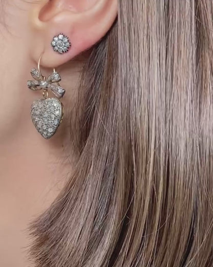 BELLE ÉPOQUE DIAMOND, 15k GOLD & SILVER EARRINGS, 1890s
