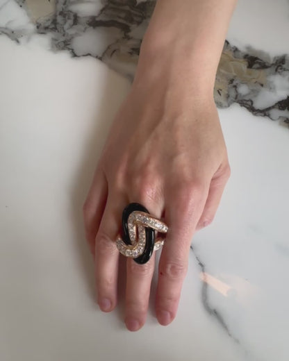 FAWAZ GRUOSI DIAMONDS, CERAMIC & ROSE GOLD RING, 2022