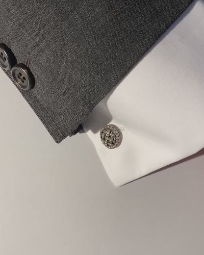 VICTORIAN DIAMOND, SILVER & 15k YELLOW GOLD CUFFLINKS, 1890s