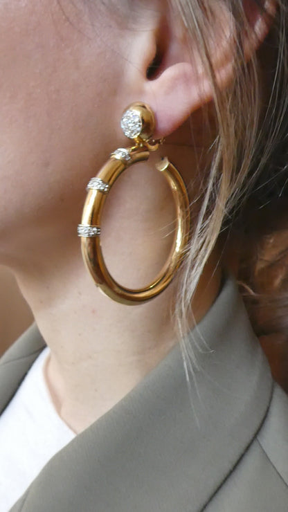 SALVATI GOLD & DIAMOND HOOP EARRINGS, 1990s