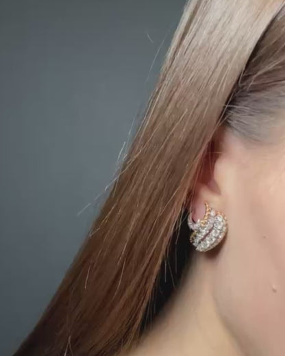 DIAMOND, YELLOW GOLD & PLATINUM EARRINGS, 1960s