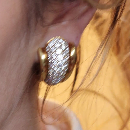 KURT WAYNE DIAMOND & YELLOW GOLD EAR CLIPS, 1980s