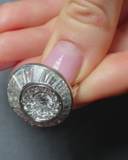 DIAMONDS & PLATINUM SPIRAL RING, 1950s