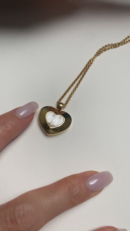 CHOPARD 'FLOATING DIAMONDS' YELLOW GOLD HEART PENDANT NECKLACE, 2010s