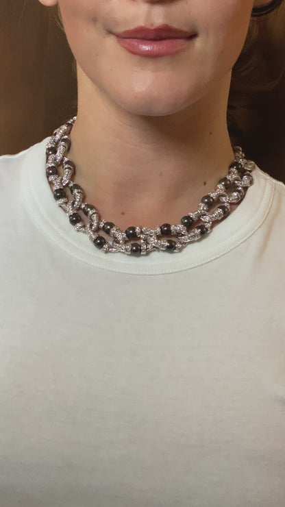 CACCIARI SALVATI TAHITIAN PEARL & DIAMOND CONVERTIBLE BRACELETS & NECKLACE, 1990s