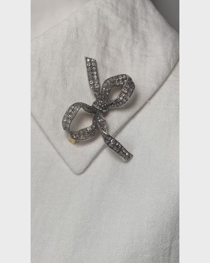 BELLE ÉPOQUE DIAMOND, GOLD & SILVER BOW BROOCH, 1890s