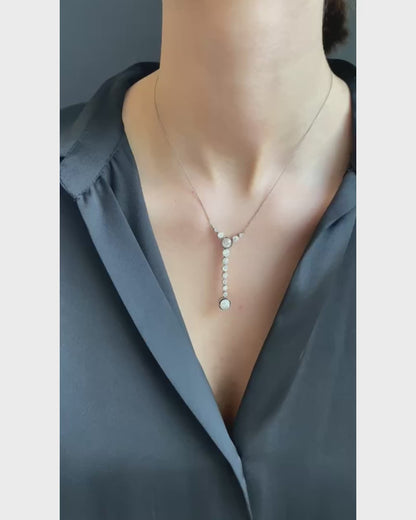 ART MODERNE DIAMONDS, PLATINUM & YELLOW GOLD PENDANT NECKLACE, 1940s