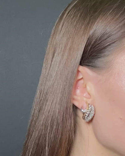 DIAMOND, YELLOW GOLD & PLATINUM EARRINGS, 1960s