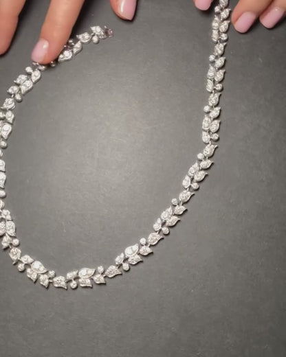 CARTIER WHITE DIAMONDS (22CT) & WHITE GOLD 'MUGUET' NECKLACE, 2000s