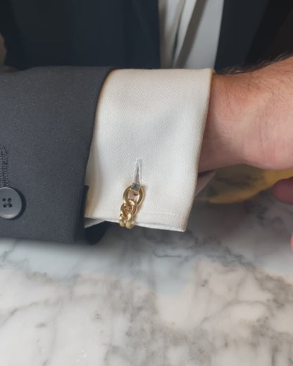 CARTIER SAPPHIRE & GOLD CHAIN CUFFLINKS