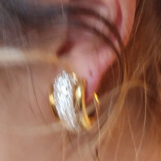 KURT WAYNE DIAMOND & YELLOW GOLD EAR CLIPS, 1980s
