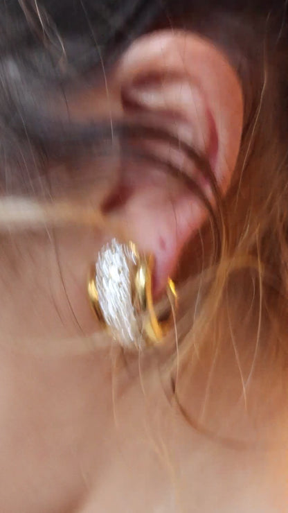 KURT WAYNE DIAMOND & YELLOW GOLD EAR CLIPS, 1980s