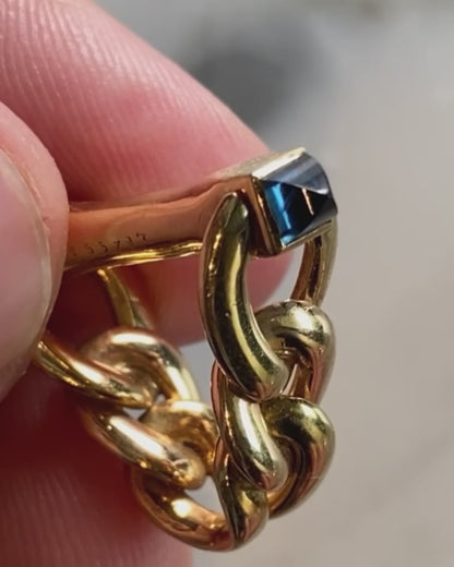 CARTIER SAPPHIRE & GOLD CHAIN CUFFLINKS