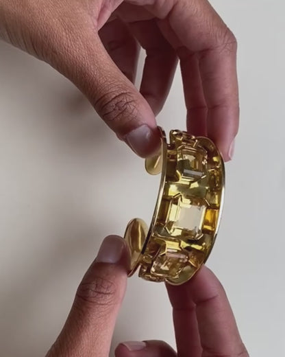 ART MODERNE CITRINES & YELLOW GOLD CUFF, 1940s