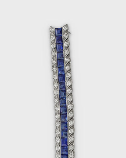 ART DÉCO SAPPHIRE, DIAMOND & PLATINUM LINE BRACELET, 1920s