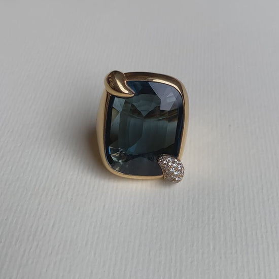 POMELLATO 'RITRATTO' BLUE TOPAZ, DIAMOND & GOLD COCKTAIL RING, 2017