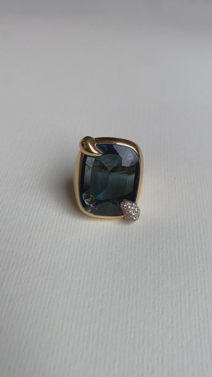POMELLATO 'RITRATTO' BLUE TOPAZ, DIAMOND & GOLD COCKTAIL RING, 2017