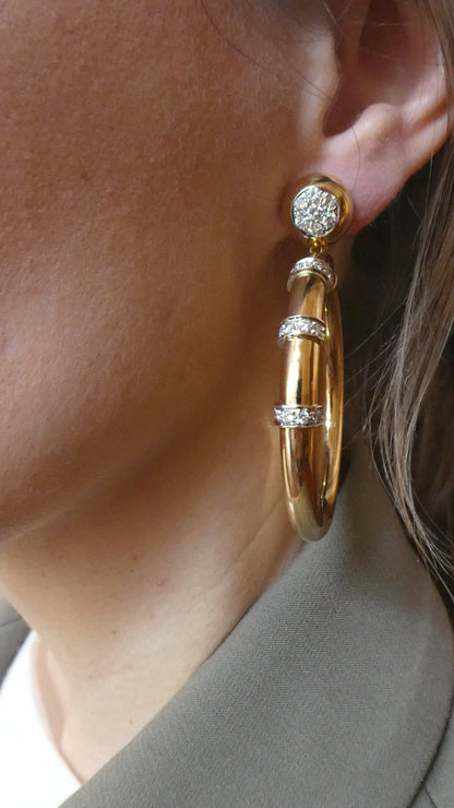 SALVATI GOLD & DIAMOND HOOP EARRINGS, 1990s