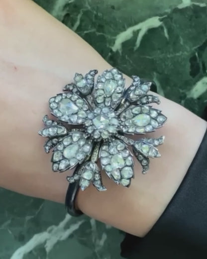 DIAMONDS, GOLD & SILVER FLORAL BRACELET, 1880s