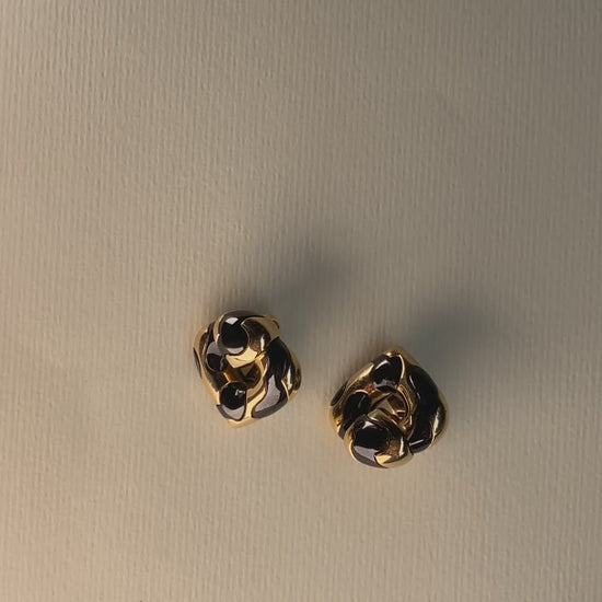 MARINA B. ‘PARDY ET PARDY’ GOLD & STEEL HEART CLIP EARRINGS, 1985